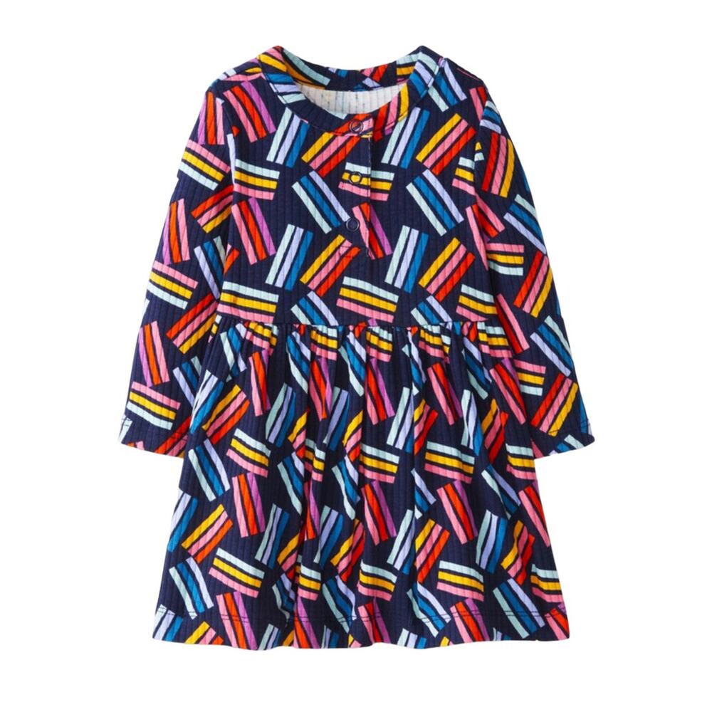 NEW! Hanna Andersson Baby Long Sleeve Rib Knit Dress. Size 2. Navy